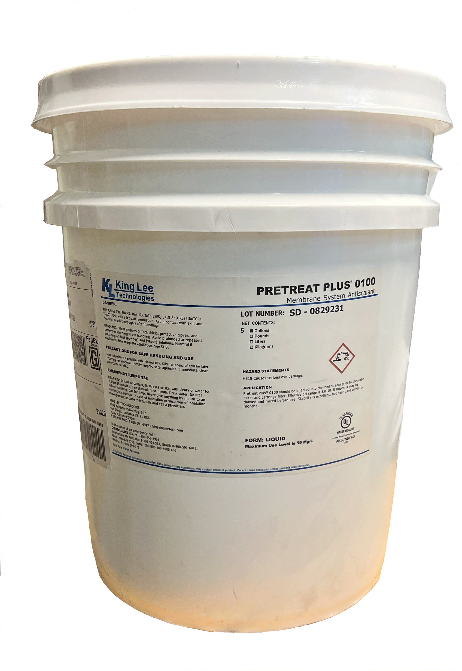 PreTreat Plus 0100 Reverse Osmosis Anti-Scalant 5 Gallon