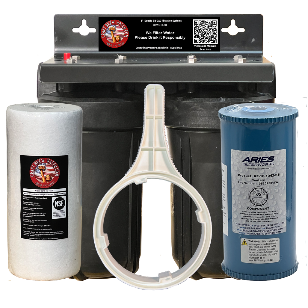 4.5" x 10" Double Housing with 50/5 Sediment and Cat Carbon Filter