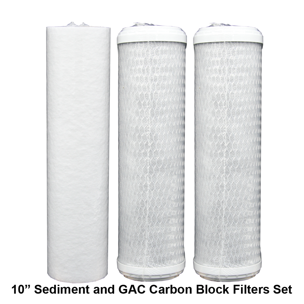 2.5" x 10" Filter Set with Gradulant Sediment Filter and 2 Carbon Block Filters