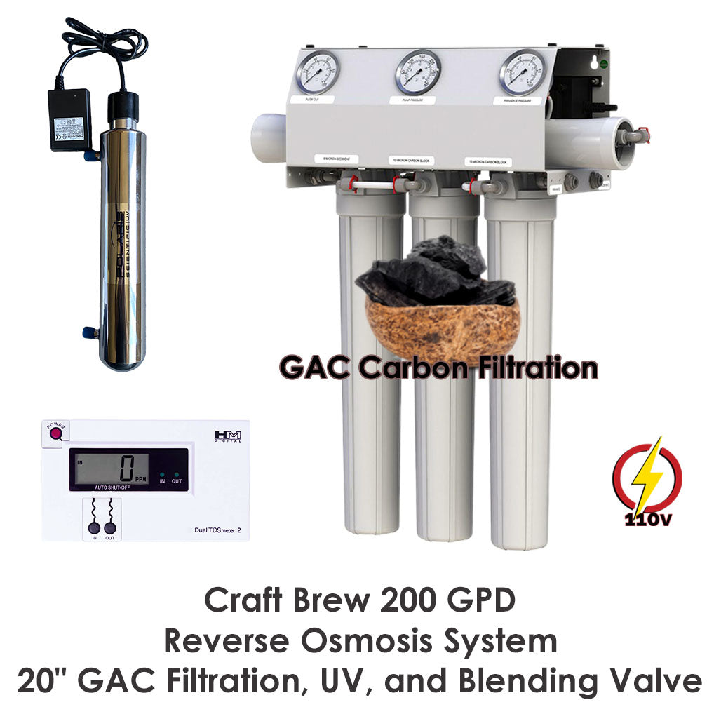 Craft Brew 200 GPD with  20" sediment and GAC carbon filtration.
