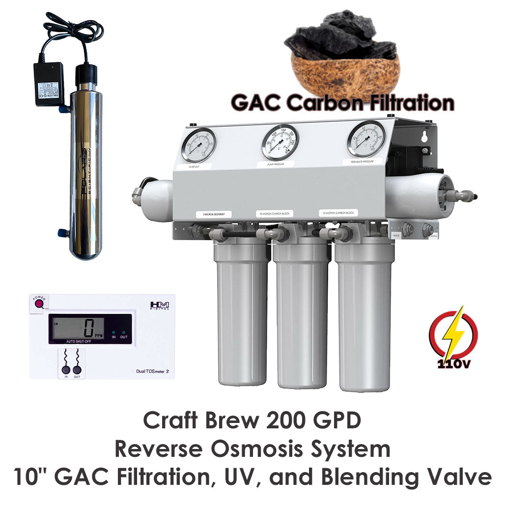 Craft Brew 200 With 10" GAC Carbon Filters, Blending Valve and UV.