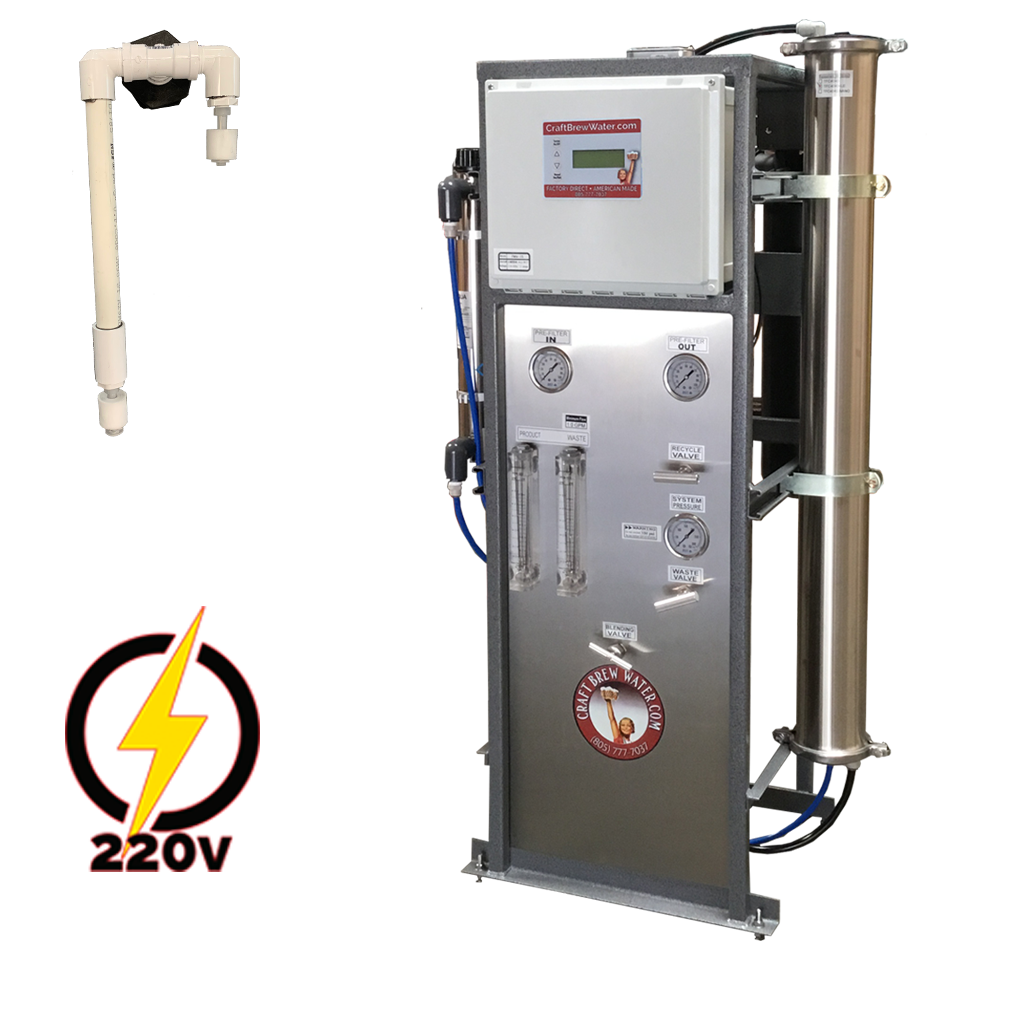 Craft Brew Pro Series 2000 GPD Reverse Osmosis System 220V Float Switch Controlled with UV, TDS Meter and Blending Valve