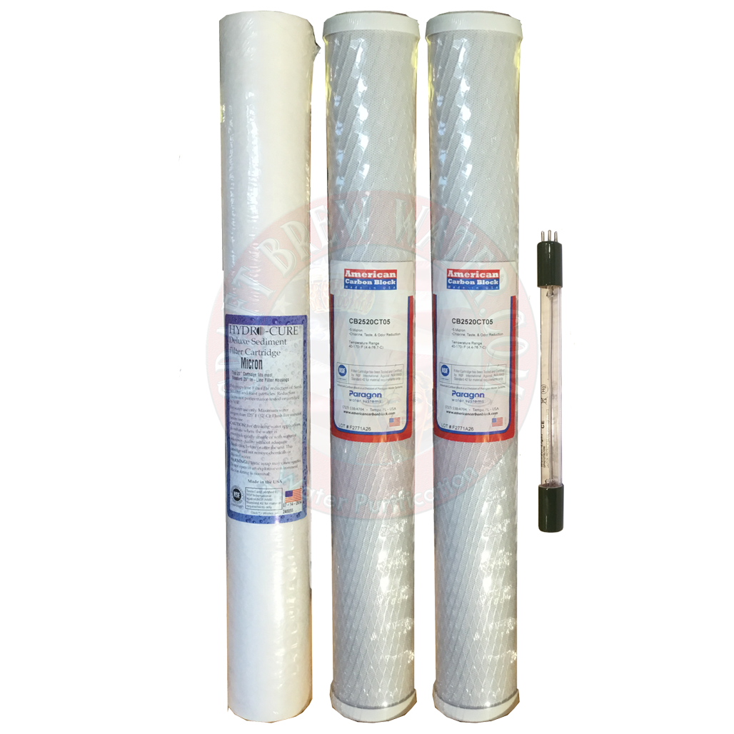 20" x 2.5" 3 Pack Filter Set With UV Bulb