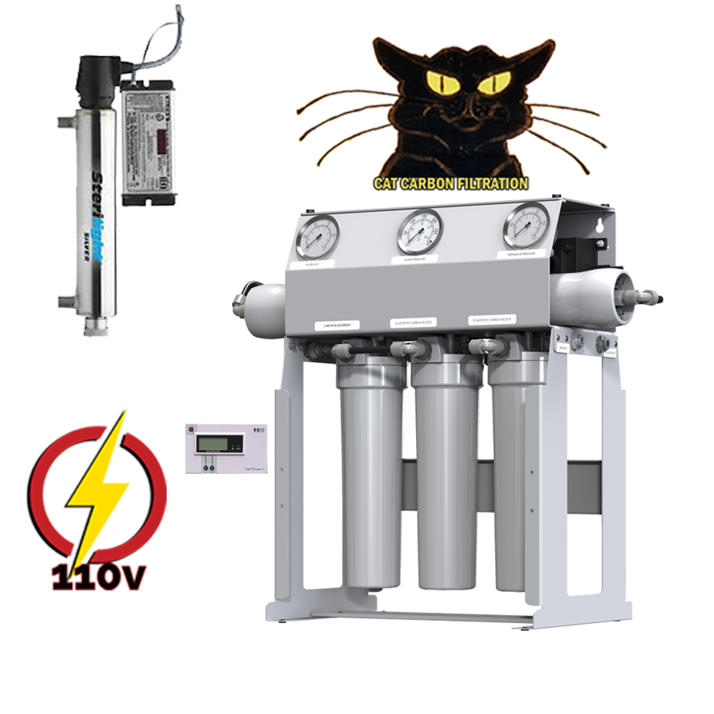 Craft Brew 300 GPD Reverse Osmosis System With Stand, 10" CAT Carbon Filtration, Blending Valve and UV.