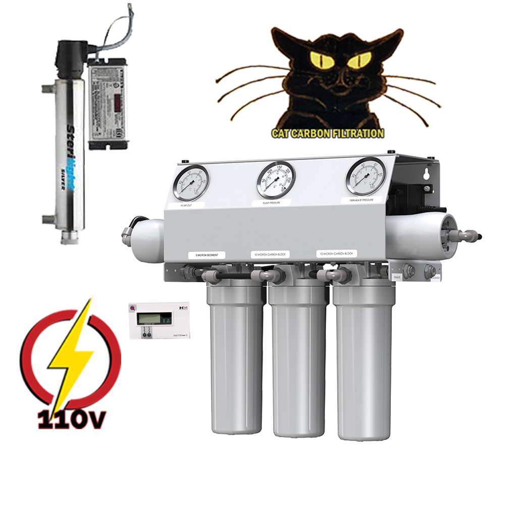 Craft Brew 300 GPD Reverse Osmosis System With 10" CAT Carbon Filtration, Blending Valve and UV.