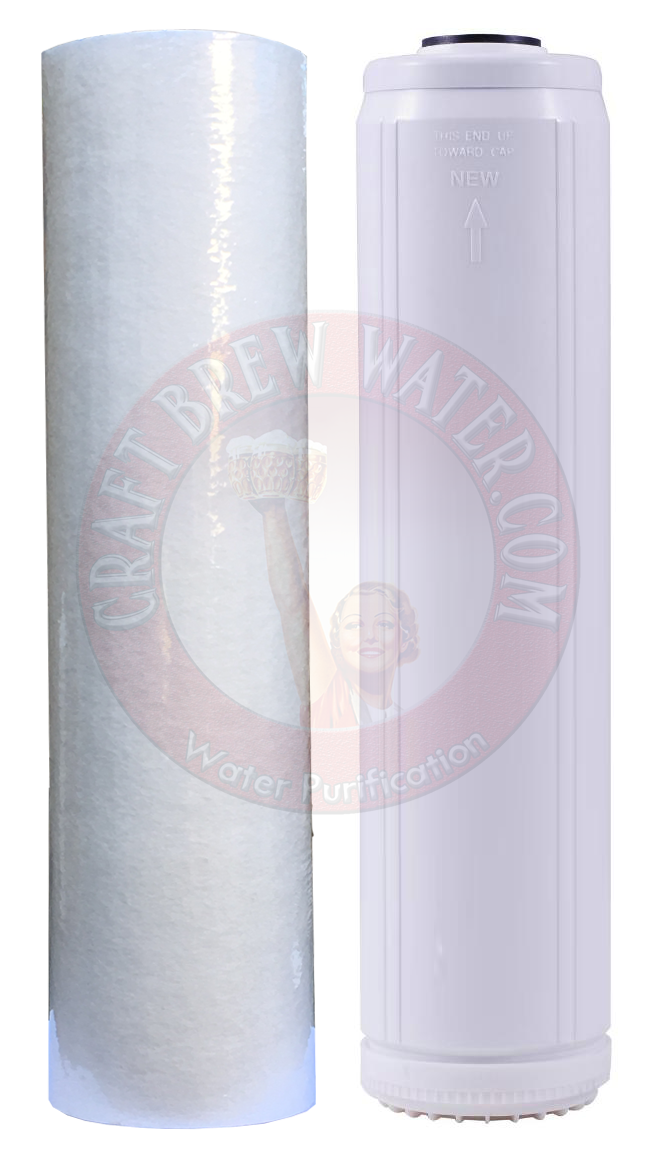 4.5" X 20" 25/5 Micron Melt-Blown Filter and 4.5" X 20" Cat Carbon Set for Chloramine Removal