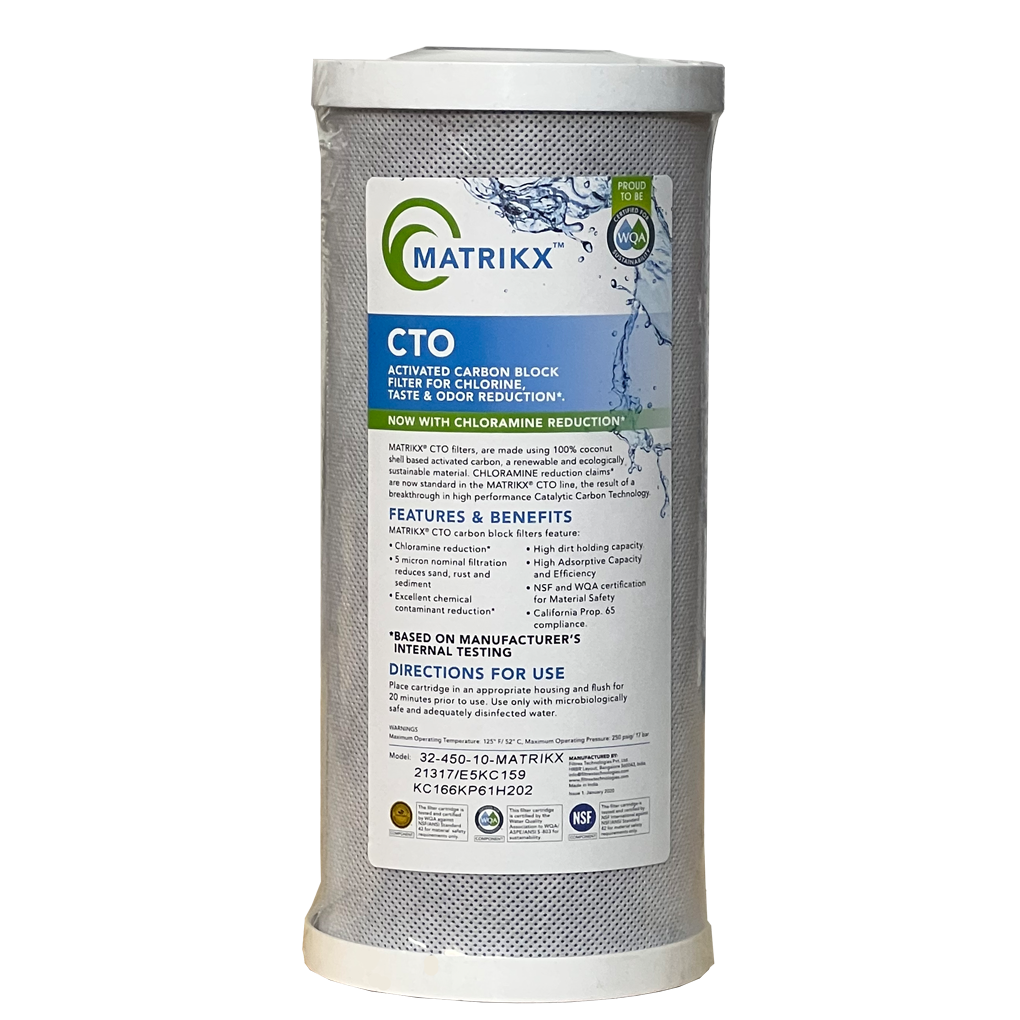 Matrikx Filtro CTO Carbon Block da 10 ora con riduzione della cloramina, 2, 5 x 10, 32 250 10 MATRIKX, grigio Matrikx Filtro CTO Carbon Block da 10 ora con riduzione della cloramina, 2, 5 x 10, 32 250 10 MATRIKX, grigio