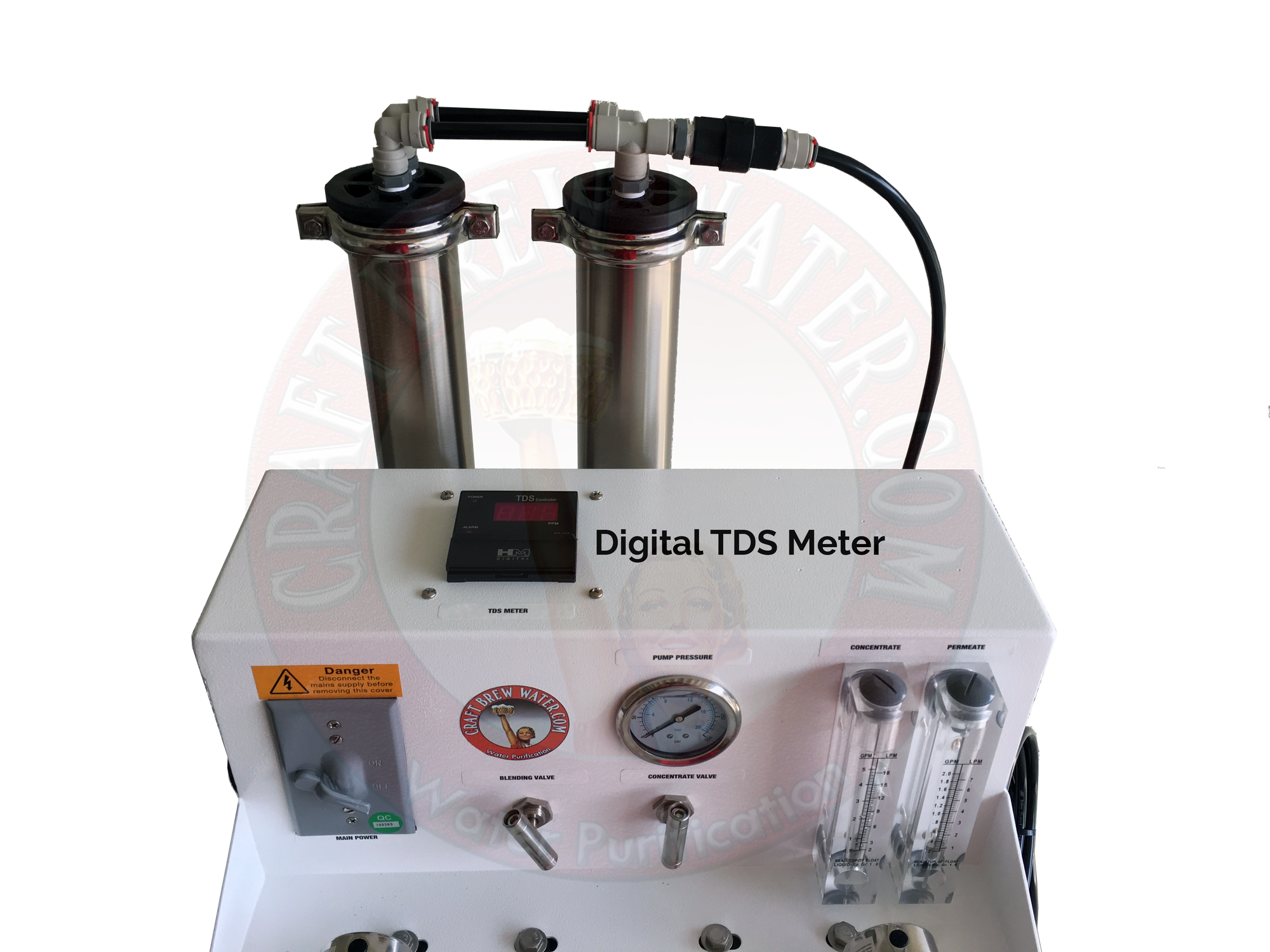 Craft Brew 1500 gpd Reverse Osmosis 110v  Float Switch Controlled with TDS Meter, UV  and Blending Valve.